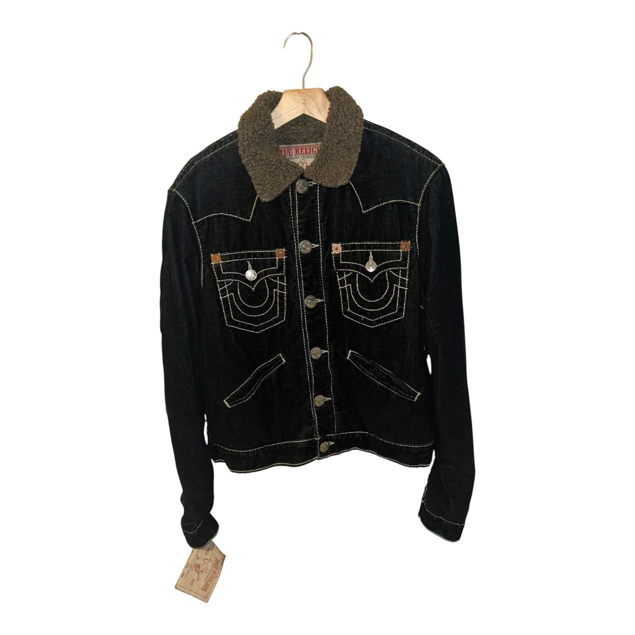 TRUE RELIGION NWT BLACK CORDUROY SHERPA
