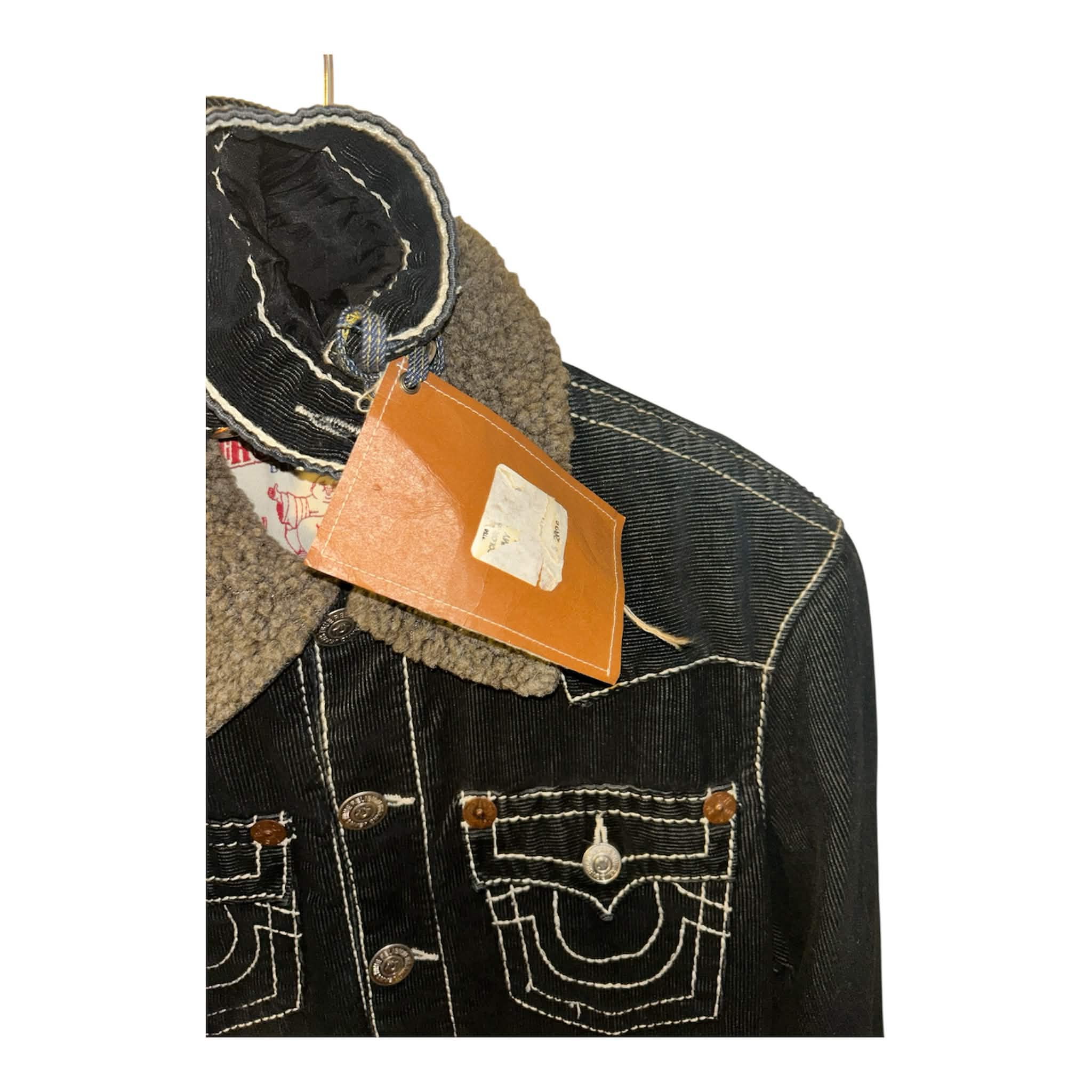 TRUE RELIGION NWT BLACK CORDUROY SHERPA